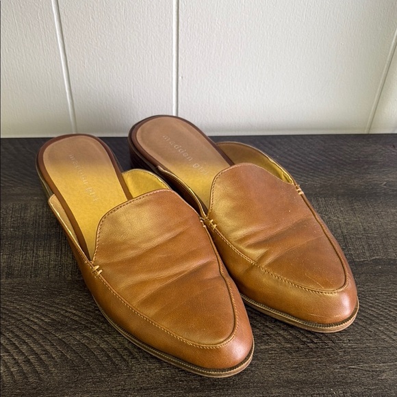 Madden Girl Brown Leather Slip-On Loafers - Picture 1 of 3